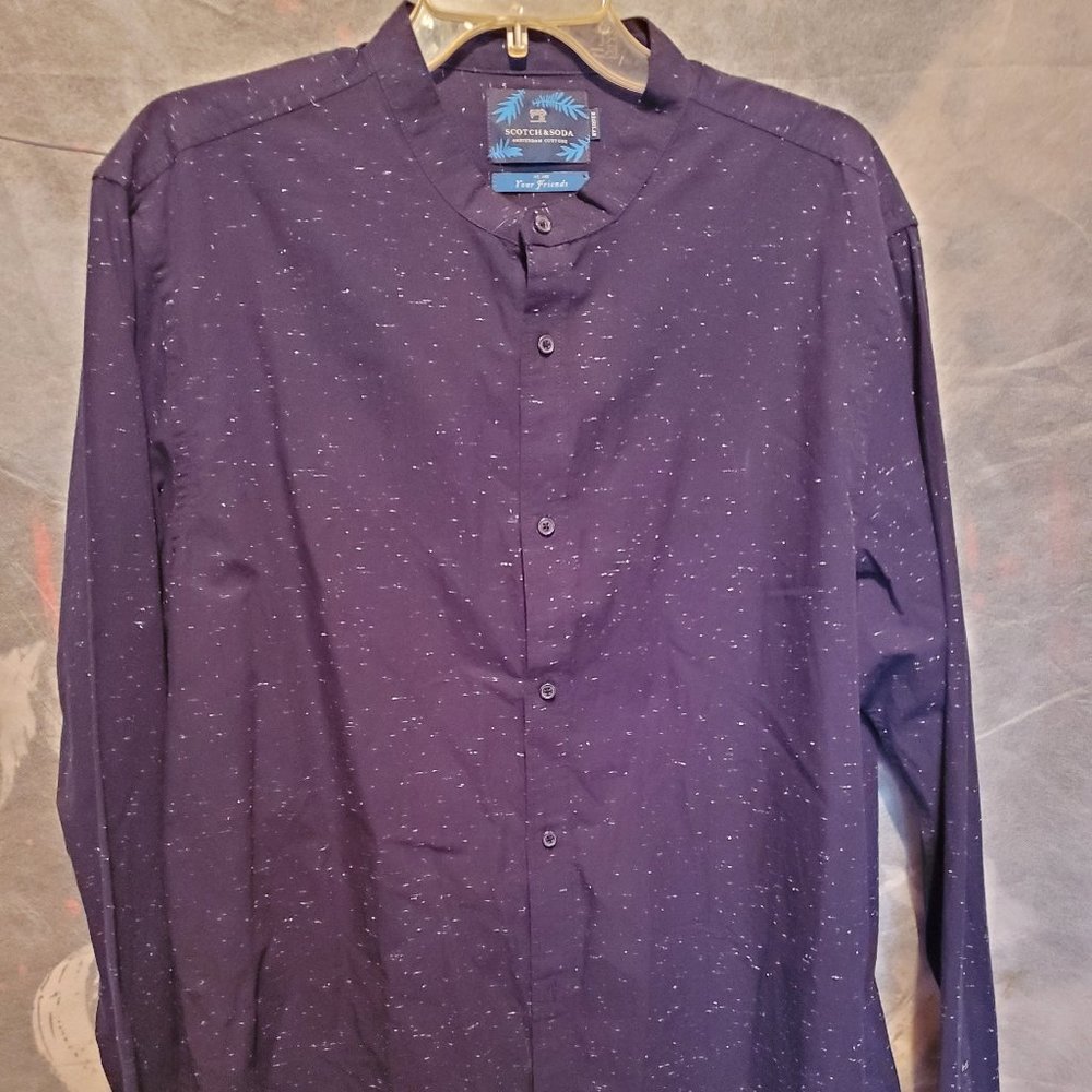 Men's Purple Scotch & Soda Regular Long Sleeve Dress / Casual Shirt